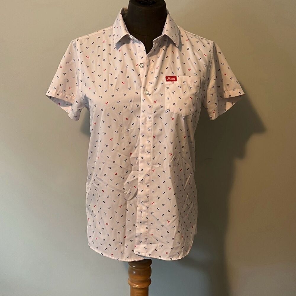 Dixxon Flannel Company Kids Anchor Print Short Sleeve Button Down Shirt
